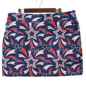 Royal & Awesome Womens NWT Patriotic Shooting Pars Stars Golf Skorts Skirt US14